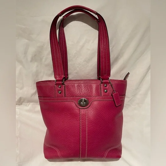 Vintage Fuchsia Hamilton Coach Leather Bag - Picture 3 of 15